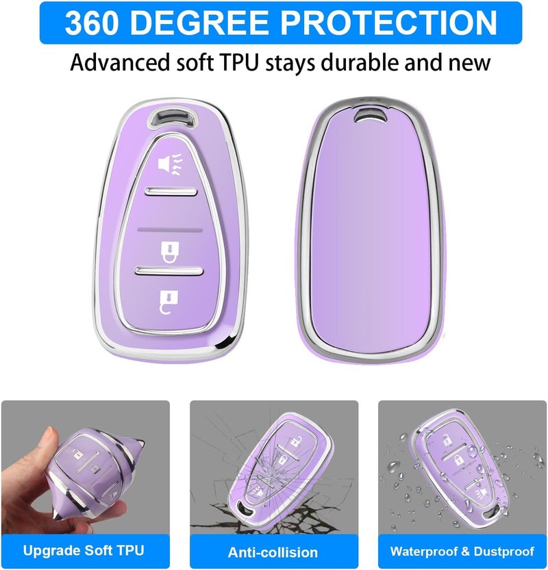 QBUC Key Fob Cover for Chevy, Car Key Fob Case with Keychain for Equinox 2018-2022 Sonic 2017-2020 Spark 2016-2022 Traverse Trailblazer Trax Accessories Protector (Purple) - Image 5